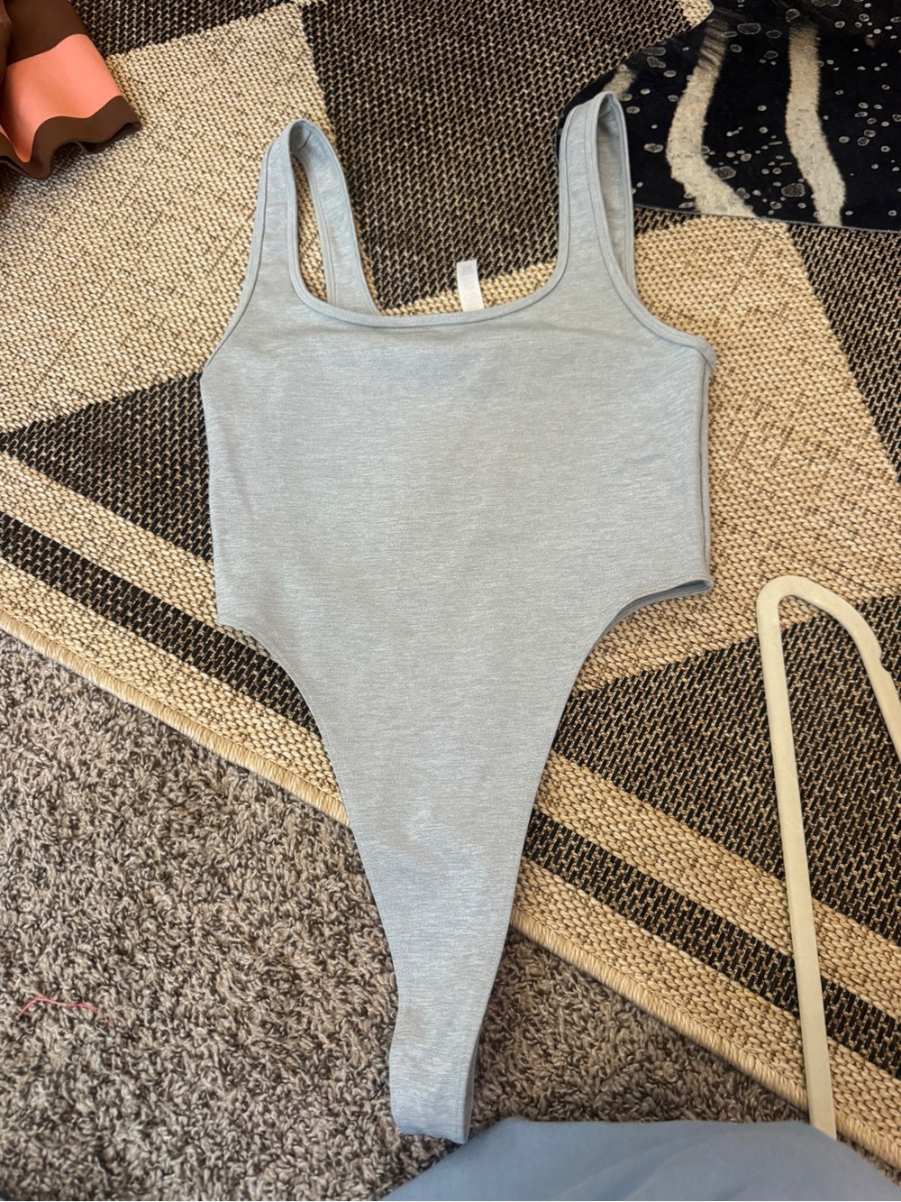 ALO Yoga Light Gray Tank One-Piece Bodysuit